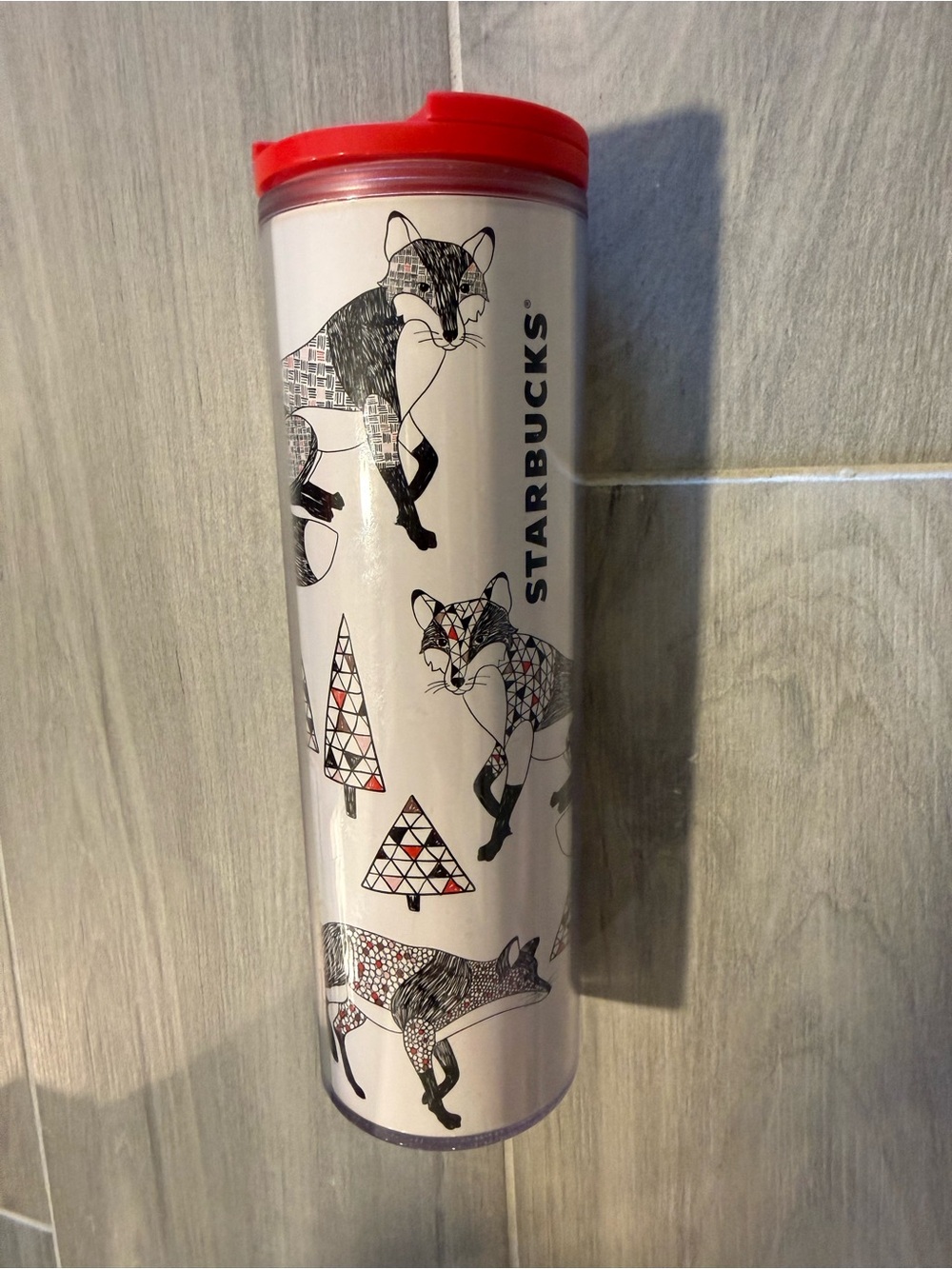 Starbucks 2017 Holiday Snow Fox Acrylic Travel Tumbler